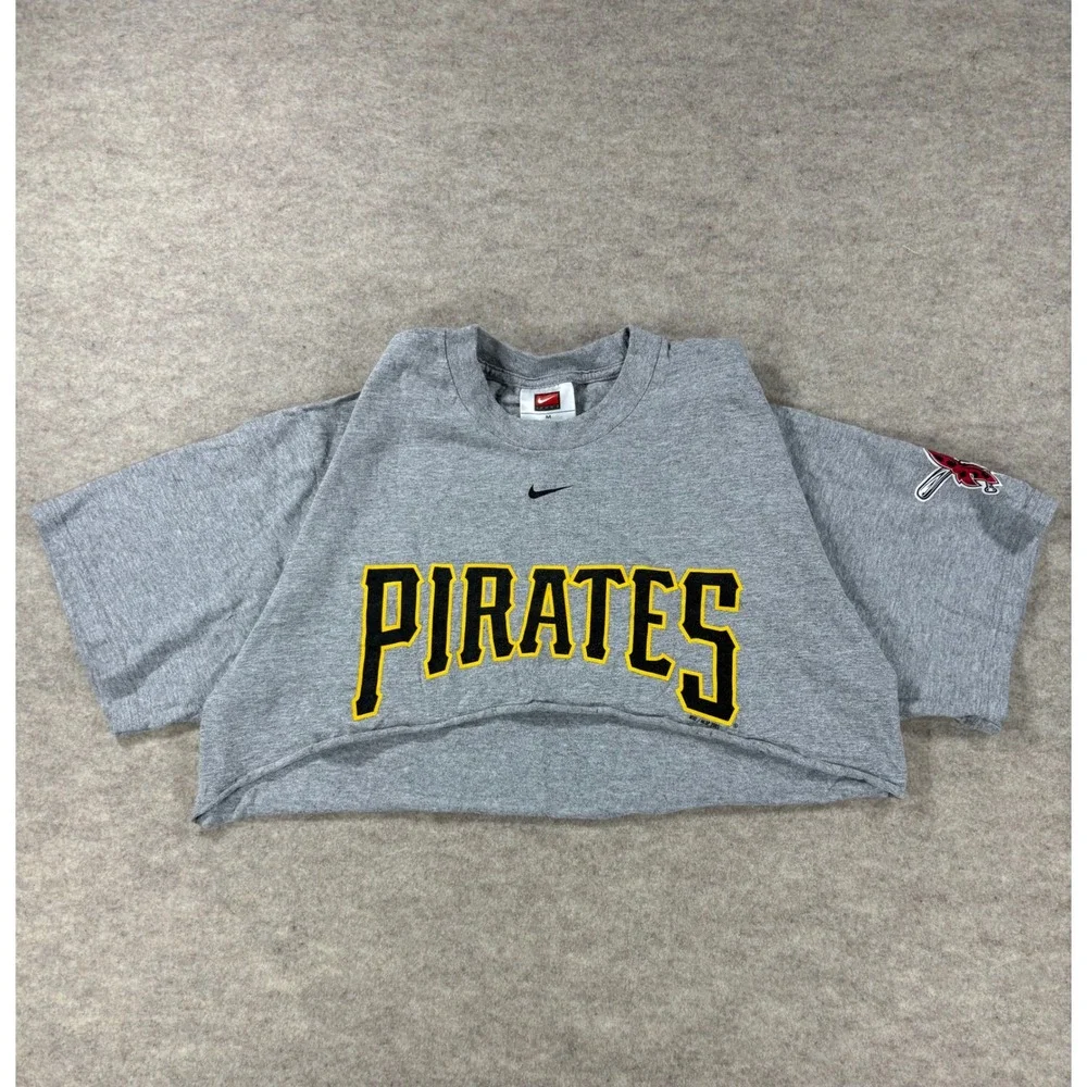 Nike Y2K Pittsburgh Pirates Gray Cropped T-Shirt Womens Medium MLB Streetwear
